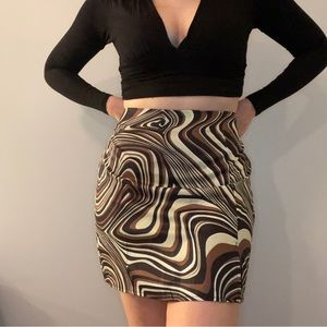 Shein Brown Wave Pattern Skirt